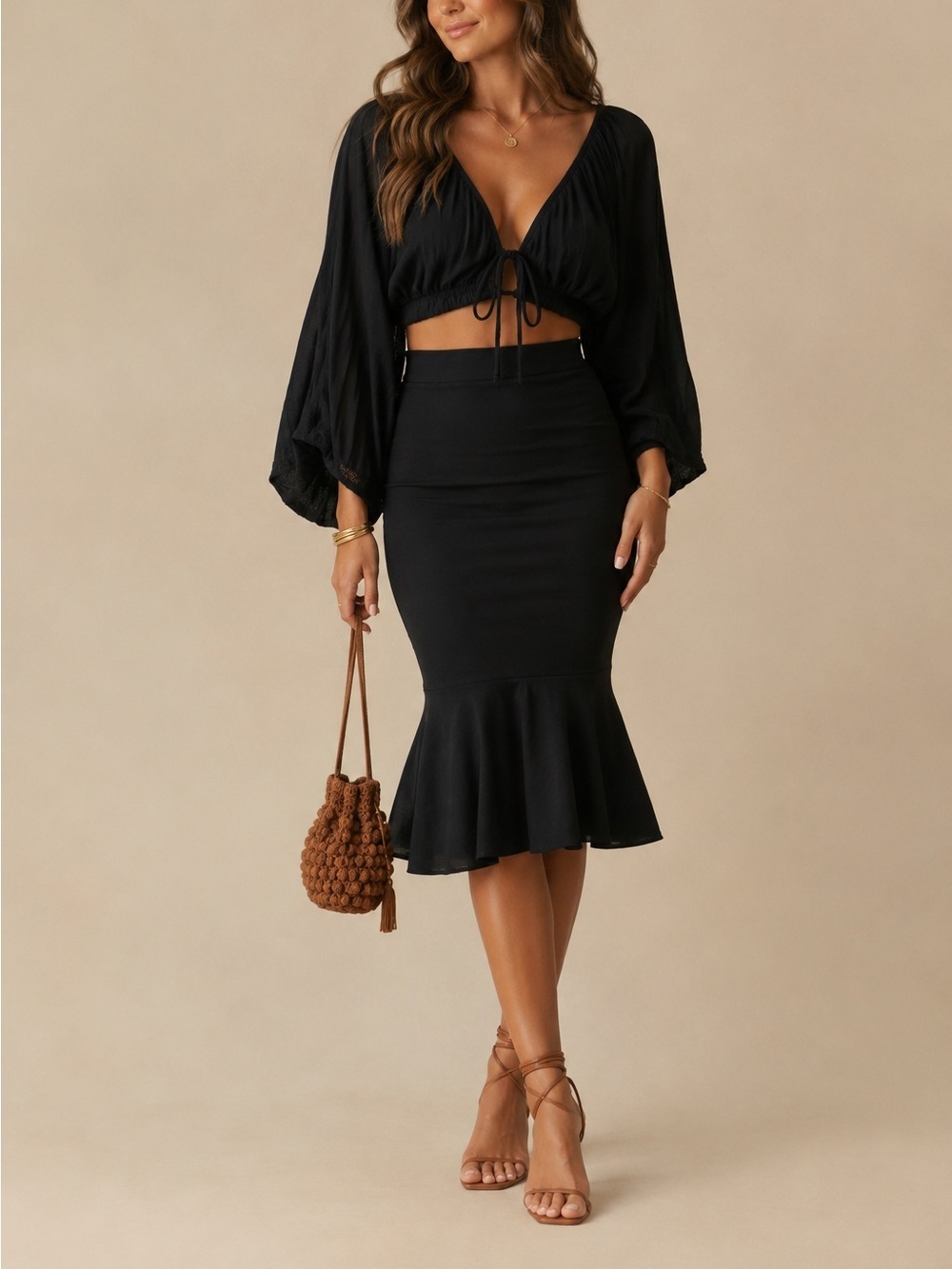 Who What Wear Black Pencil Skirt with Flared Hem